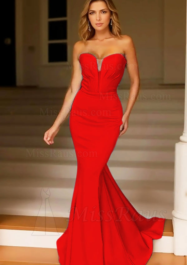 Mermaid Sweetheart Satin Daffodil Long Prom Dress